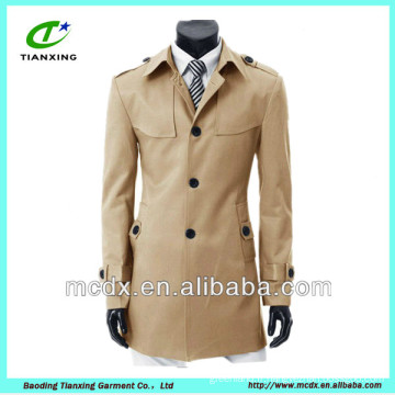 2015 nouvelle marque en gros Khaki couleur plus taille trench coat homme